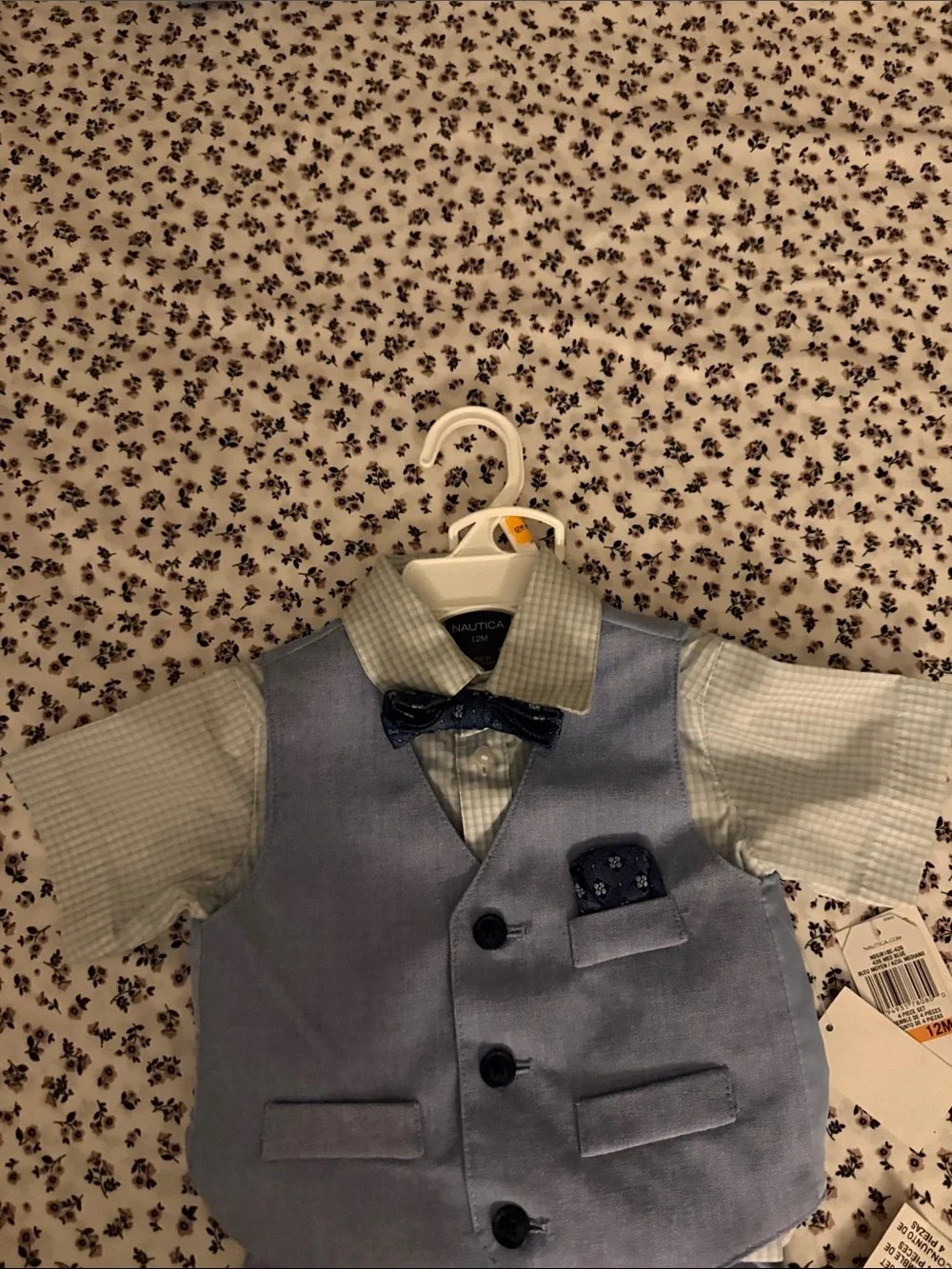 The Children's Place Light Blue Boys' Vest & Shorts Set with Navy Bow Tie